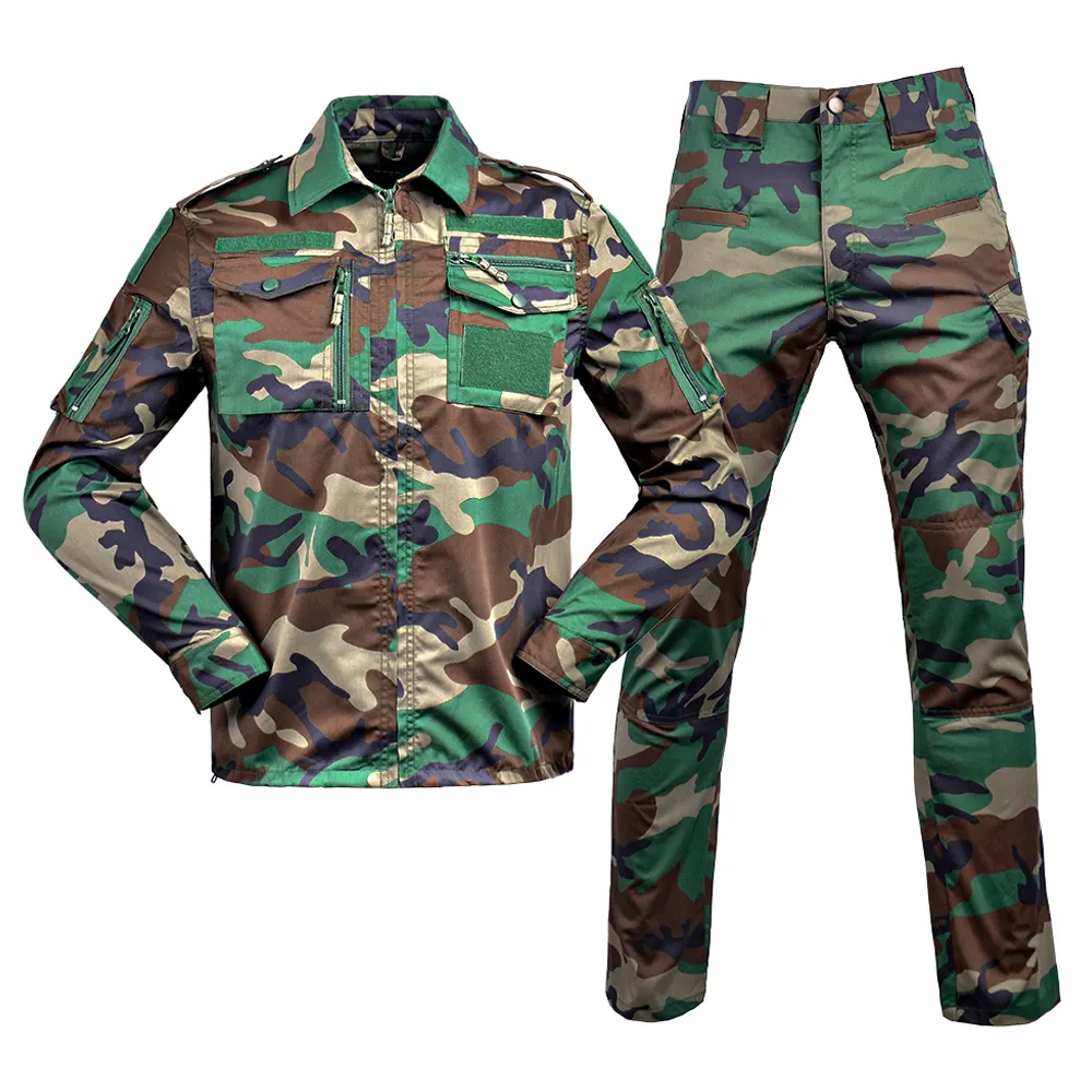 Uniforme de combate al aire libre, camisa táctica, pantalones, Camuflaje del bosque, 728