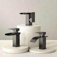 Robinet de lavabo à cascade à LED, poignée unique, luxe, montage sur pont, eau chaude et froide