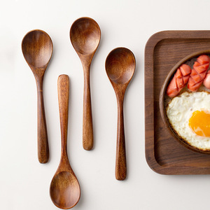 Cuillère à manger en bois de style japonais, petite, à long manche, pour Bibimbap, nouilles <span class=keywords><strong>Lamian</strong></span>, desserts, tendance sur Internet - Product Image 1
