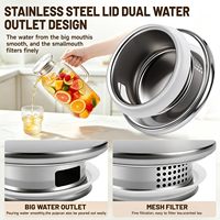 Carafe en verre borosilicate avec couvercle et poignée, 4 tasses – Capacité de 68 oz pour limonade, thé glacé, eau aux fruits, boissons chaudes/froides (moderne)