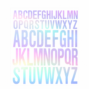 Autocollants en vinyle holographique découpés sur mesure pour étiquettes de lettres alphabétiques, autocollants adhésifs à forte adhérence, feuilles de 220x195mm, RoHS - Product Image 1