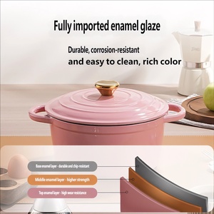 Olla de Hierro Fundido Esmaltado con Tapa, Color Rosa Chifón, <span class=keywords><strong>para</strong></span> Cocina, Restaurante, Guisos, Sopas y Estofados - Product Image 4