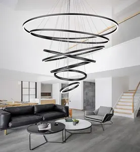 Plafonnier led suspendu noir au design moderne, luminaire décoratif d'intérieur, idéal pour un salon