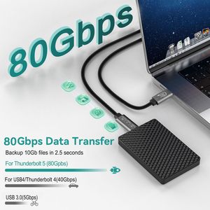 Câble SYONG USB5.0, câble Thunderbolt 5 transfert de données 80Gpbs, câble vidéo USB C en alliage d'aluminium de livraison de puissance 240w veste en nylon - Product Image 4