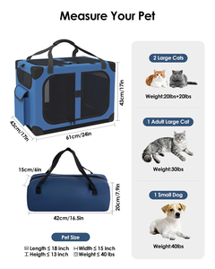 Travel Pet Carrier Bag Collapsible Dog <b>Crate</b> Kennel Dog Carrier for 3 Door Portable Soft Sided Folding for Cats Small Animals - Product Image 5