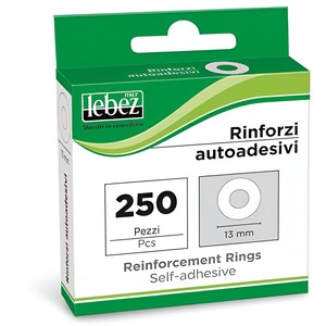 LEBEZ - PAQUET DE 250 ANNEAUX ADHÉSIFS DE RENFORCEMENT BLANCS - Product Image 1