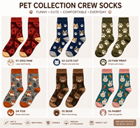 Chaussettes ras du cou en coton 200N 32S, respirantes, douces, à thème animalier, jacquard, mode streetwear pour femmes, fournisseur ODM/OEM