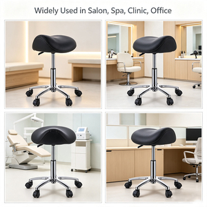 Taburete de sillín de alta resistencia sin respaldo, ergonómico, giratorio, con ruedas, para masajes, tatuajes y salones de belleza - Product Image 5