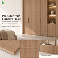 Panneau mural en contreplaqué recouvert de placage à carreaux caramel Jinbase W-KJ-401, qualité E0, 1220x2440mm, placage de chêne flexible, bois de hêtre