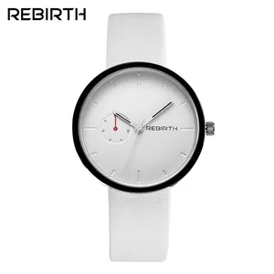 REBIRTH RE003A Damen Herren Quarzuhr Armbanduhren Minimalist isches einfaches Lederband Unisex Armbanduhr