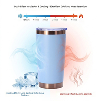 Gobelet isotherme plaqué or 20 oz avec couvercle coulissant gravé au laser personnalisé