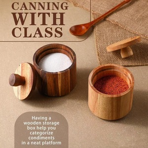 Wooden Salt And Pepper Shaker With Lid Small <b>Spice</b> <b>Jar</b> For Kitchen Use - Product Image 2