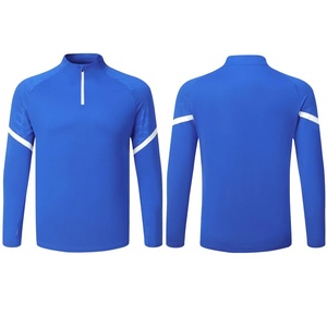Ensemble de survêtement de football d'hiver à manches longues pour hommes et femmes, en polyester et élasthanne, col rond uni, achat en gros, uniforme de match à demi-zip - Product Image 4