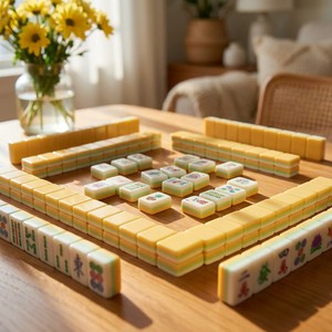 Juego <span class=keywords><strong>de</strong></span> Mahjong Americano <span class=keywords><strong>de</strong></span> 160 Fichas, Color Amarillo Claro, <span class=keywords><strong>de</strong></span> Melamina, para 4 Jugadores, Juego Familiar, Portátil para Viajes, Regalo <span class=keywords><strong>de</strong></span> Lujo - Product Image 3