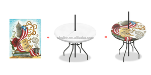 Custom Puerto Rico Flag Waterproof Zippered Cover Outdoor <strong>Round</strong> <strong>Tablecloth</strong> with Umbrella <strong>Wipeable</strong> Fabric Table Cloth - Product Image 2