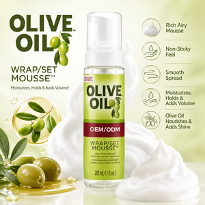 Mousse capillaire OEM ODM à l'huile d'olive et au panthénol pour cheveux bouclés/frisés - Boucles douces et définies, hydratation et brillance - Product Image 3