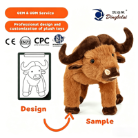 Boneka Sapi Highland Super Lembut Khusus Isi Kapas PP Lapisan Jala yang Dapat Dicuci Penghilang Stres Suvenir Ulang Tahun
