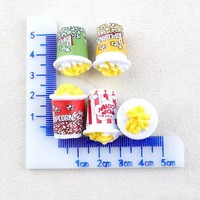 Artisanat cuisine occidentale 3d miniature famille seau pop-corn résine breloques cabochons