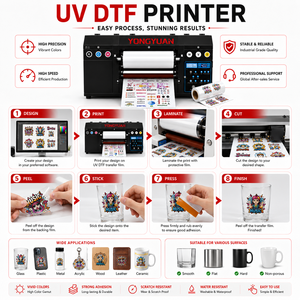 Imprimante d'étiquettes en feuille d'or 3D en relief UV DTF, <span class=keywords><strong>machine</strong></span> d'impression A3 de 33 cm de largeur, double tête XP600, finition vernie, imprimante de logos - Product Image 5