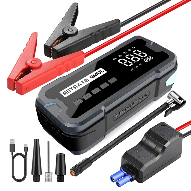 Delbest-Q9 Car Jumper Kit for 12V Vehicle Built in Air Compressor 24000mah 4000A Peak Current PD30W Type-C Input