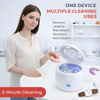 Nettoyeur à ultrasons portable électrique à haute fréquence 45 kHz pour bijoux et appareils dentaires avec 3 lumières UV