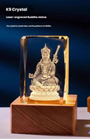 Boule de cristal 3D sculptée à l'intérieur, lampe de nuit LED, alimentée par USB, design moderne, chambre à coucher, Guanyin Bodhisattva, dieu indien, ornements Bouddha