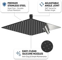 Pommeau de douche carré de 8 pouces en acier inoxydable noir poli ultra-mince pour salle de bain - Vente en gros