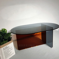 Table basse de loisirs ovale en acrylique moderne Petite table basse de salon d'appartement