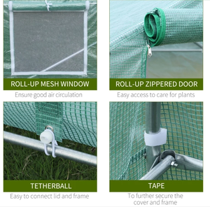 Serre tunnel en acier galvanisé 20 'x 10' x 7 ', maison chaleureuse avec 8 fenêtres à enroulement et porte à enroulement pour plante à fleurs - Product Image 5