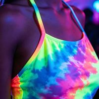 Haut court tie-dye réactif aux UV - Tenue de festival néon pour femmes en polyester/spandex