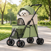 Carrito Plegable de Dos Pisos para Mascotas, 2 Mascotas, Suspensión de 4 Ruedas, Transportador de Viaje para Perros y Gatos, Logotipo Personalizado OEM, Color Personalizado