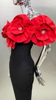 Robe longue moulante bandage élégante et sexy pour femme, à épaules dénudées, ornée de fleurs et de diamants, idéale pour les soirées de célébrités, les anniversaires et les événements de luxe.