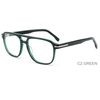 Gafas Ópticas SP2002 en Stock, Montura Aviador de Acetato Grueso con Decoración Metálica, Montura Completa para Hombre