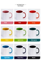 Tasse en céramique écologique de 11oz Double revêtement de couleur intérieure Double couleur Sublimation transfert thermique tasse vierge pour la personnalisation