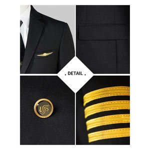 Высококачественная черная Униформа капитана авиакомпании, рубашка с пальто, весна-осень, комплект одежды для обучения пилотов - Product Image 4