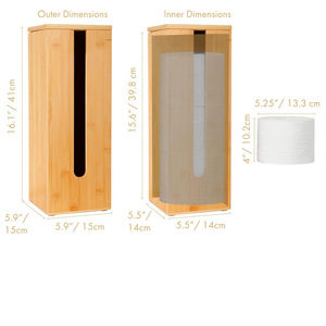 Porte-rouleau de papier toilette en bambou 16,1x5,9x5,9 cm, boîte de rangement en bois pour papier toilette, organisateur rectangulaire pour rouleaux de papier - Product Image 1