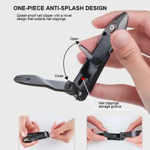 Professionele Grote Scherpe Zware Nagel Nipper Roestvrij Staal Anti-Splash Teen Vinger Nagelknipper Kit Met Opbergvanger