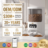 Distributeur automatique de nourriture pour chats en acier inoxydable et plastique, 4L, avec contrôle par application, écran LCD, double gamelle, étanche