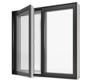 建筑铝制摇摆窗复合框架美式水平平开窗