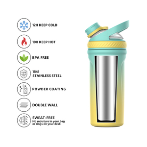 Ansheng bán buôn 24oz trường chai nước phòng tập thể dục thể thao Shaker cup nhãn hiệu riêng thép không gỉ cách điện Shaker cho xe đạp - Product Image 2