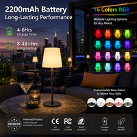Lampe de table ambiante RGB COOLQING, 16 couleurs, rechargeable, étanche IP65, en alliage d'aluminium, coque en PE, télécommande Type-C, vente en gros