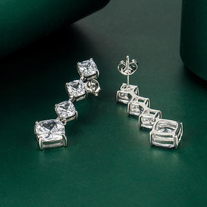 RAKOL ZPE317 boucles d'oreilles carrées percées à franges pour femmes, nouvelle collection de boucles d'oreilles brillantes et colorées, perles rondes, goutte de Zircon, cadeaux - Product Image 2