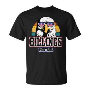 Camiseta Billings Montana Usa Flag American Eagle para hombres, mujeres y niños - Product Image 1