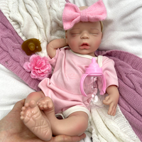 Boneka Reborn Silikon 18 Inci untuk Anak Perempuan, Tanpa Cat & Berlapis Cat, Mata Tertutup, Tidur Nyenyak, Aroma Bedak Lembut, Mainan Penghibur Anak