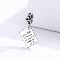 Usine 925 Sterling Silver Bible Charms Avec Dieu Toutes les choses sont possibles Matthew Religion Perles Fit Bracelet Bijoux SCC1424