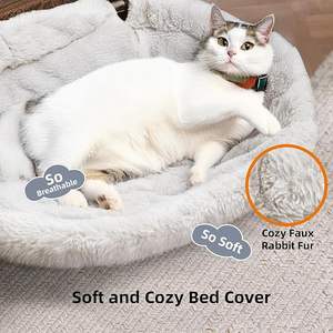 लक्जरी ठोस पैटर्न बिल्ली घोंसला मजबूत और आरामदायक नरम गोल डेस्कटॉप बिस्तर प्यारा डिजाइन पालतू हैममॉक - Product Image 5