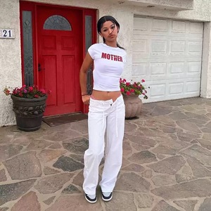 C2190 estate donna Y2K a maniche corte girocollo Slim Fit Casual t-shirt corta all'ingrosso