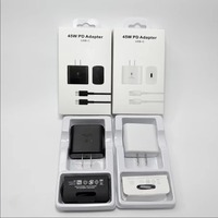 Cargador Rápido de Pared USB-C PD de 45W con Enchufe EU, UK, US y Cable Tipo-C para Teléfonos y Tabletas Samsung S26/S25/S24/S23/S22