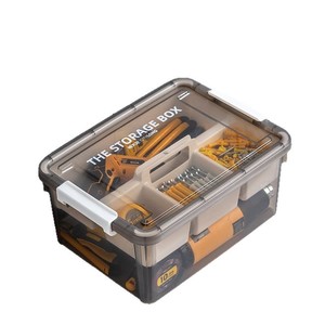 Boîte de rangement transparente pour outils et articles divers, organisateur de matériel multifonctionnel, boîte de rangement à double couche - Product Image 4
