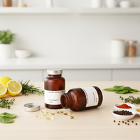 Flacon en verre ambré givré de 120 ml pour suppléments de croissance capillaire, flacons vides pour capsules avec étiquette privée et emballage en boîte
